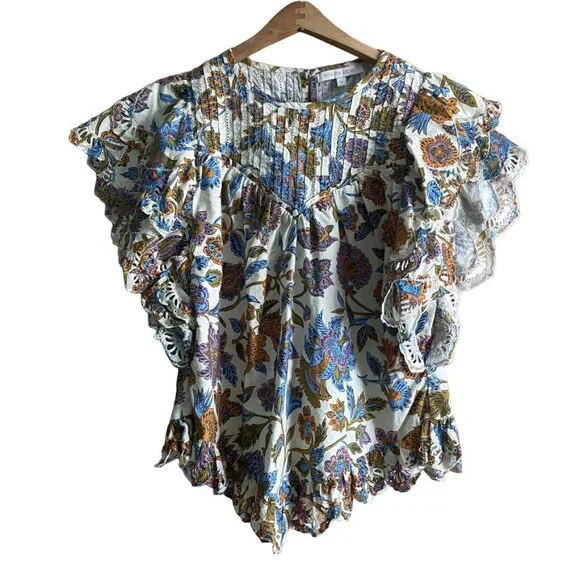 Love the Label Hazel Top, Cheyna Ivory Print Size Small - Picture 2 of 9